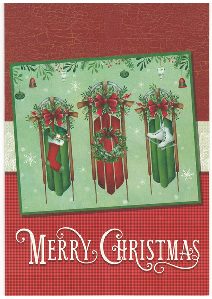 Countryside Christmas Boxed Cards - Set of 20 - Runner Sleds