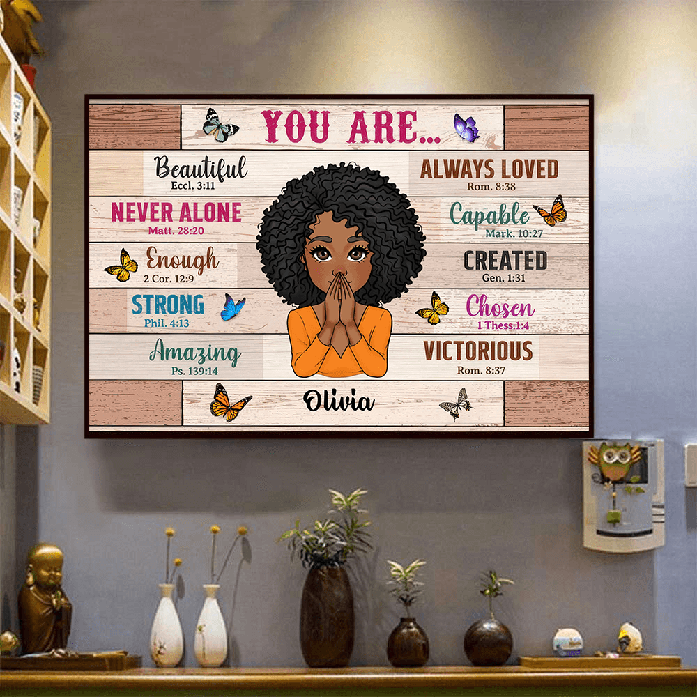 Custom Inspirational Wall Art - Bible Verses - Personalized Canvas Gift for Women, Mom, Wife, Daughter, Girlfriend, Black History, Christian