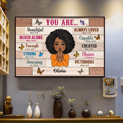 Custom Inspirational Wall Art - Bible Verses - Personalized Canvas Gift for Women, Mom, Wife, Daughter, Girlfriend, Black History, Christian