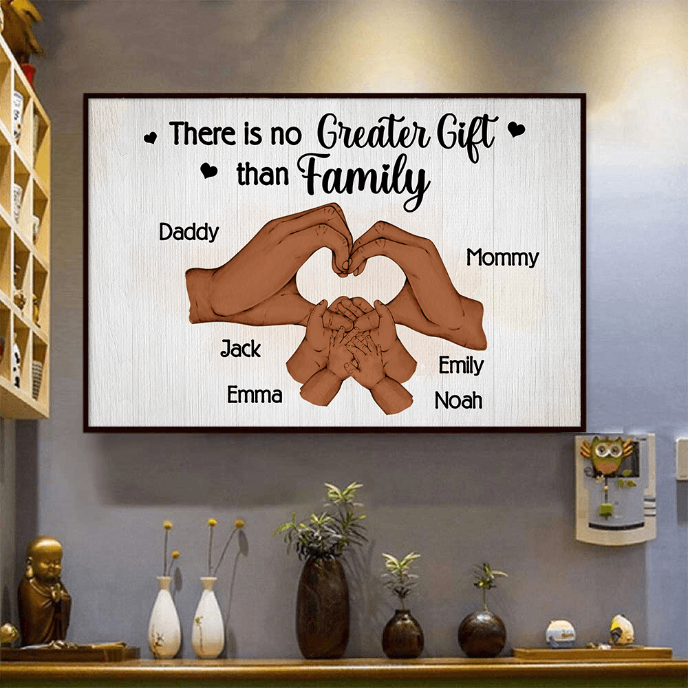 Family Hand Heart - Custom Wall Art - Personalized Gift For Mom, Dad, Family, Wife, Husband