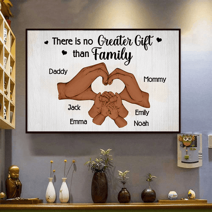 Family Hand Heart - Custom Wall Art - Personalized Gift For Mom, Dad, Family, Wife, Husband