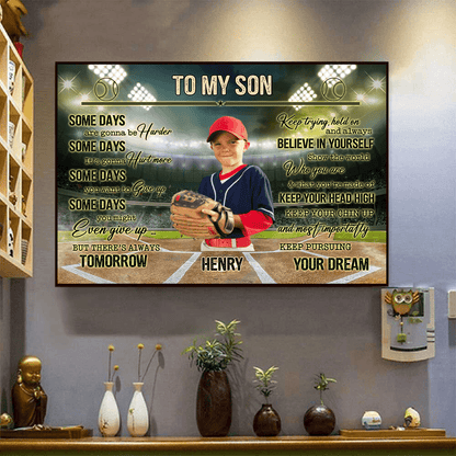 Believe In Yourself Inspiring Baseball Quotes - Personalized Horizontal Poster - Gift for Son/Daughter, Grandson/Granddaughter
