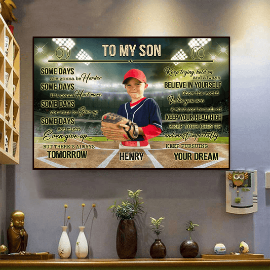 Believe In Yourself Inspiring Baseball Quotes - Personalized Horizontal Poster - Gift for Son/Daughter, Grandson/Granddaughter