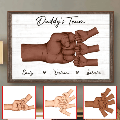 Fist Pump Black Daddy & Kids - Custom Wall Art - Personalized Gift for Father's Day, Black History Month, Juneteenth, or Any Occasion
