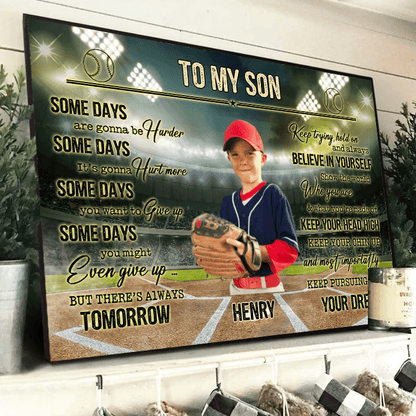 Believe In Yourself Inspiring Baseball Quotes - Personalized Horizontal Poster - Gift for Son/Daughter, Grandson/Granddaughter