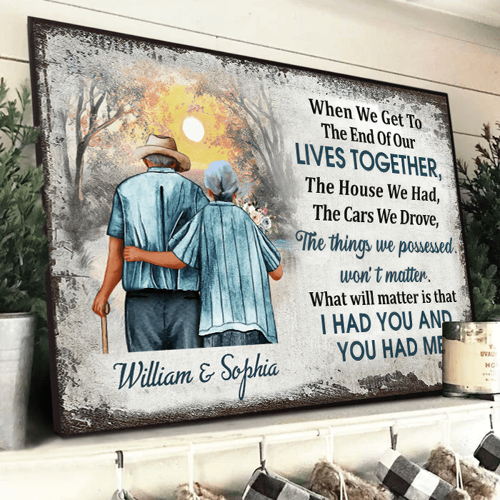 Together To The End - Custom Wall Art - Personalized Gift For Grandparent, Couple, Valentine, Anniversary, Husband, Wife, Her/Him