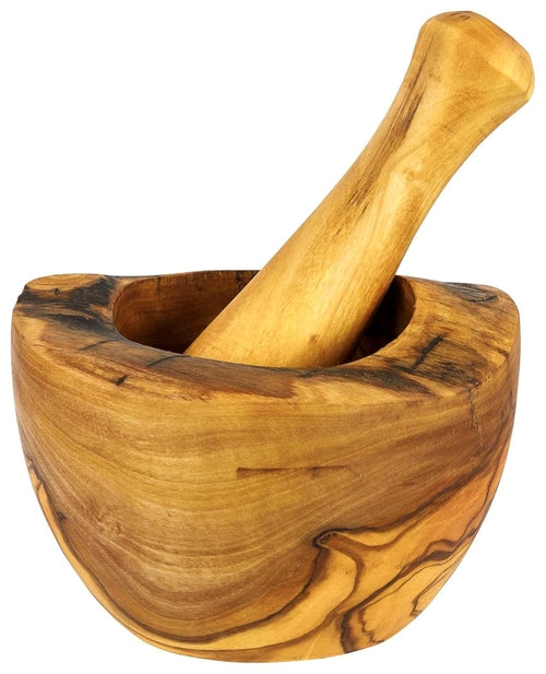 Olive Wood Rustic Mortar and Pestle | Kitchen [Wood] | Kitchen + Metal