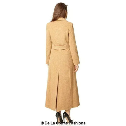 Wool Blend Double Breasted Long Coat
