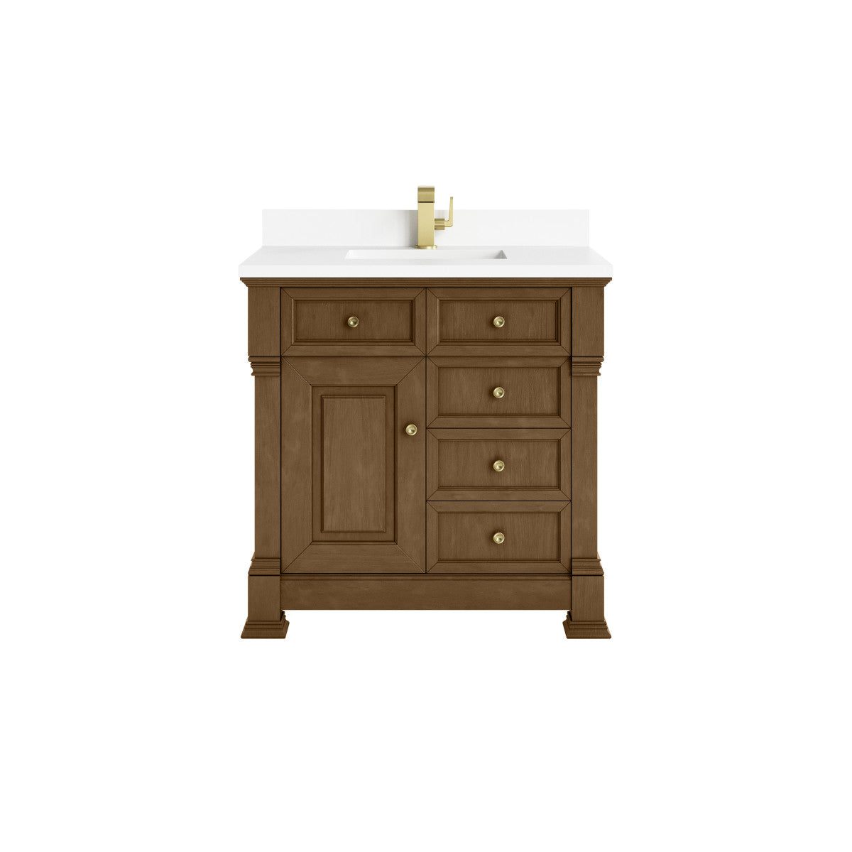 James Martin 547-V36 Brookfield 36” Single Vanity – Black Onyx / Honey Oak / Pearl Charcoal