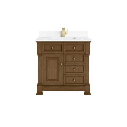 James Martin 547-V36 Brookfield 36” Single Vanity – Black Onyx / Honey Oak / Pearl Charcoal