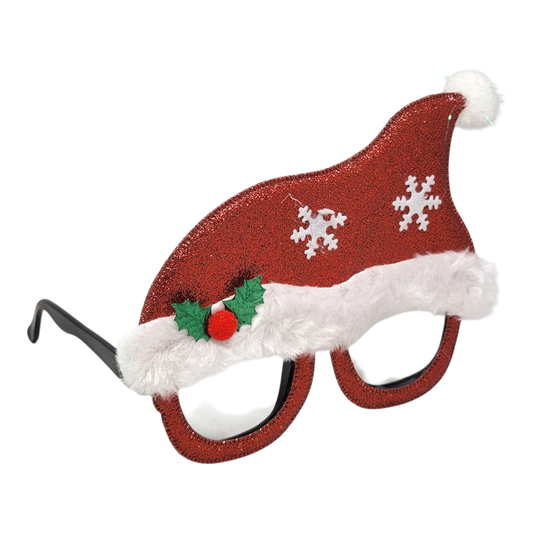 Santa Hat Glitter Glasses