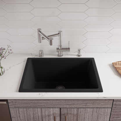 ALFI brand AB2418UD 24" x 18" Fireclay Undermount / Drop In Fireclay Kitchen Sink