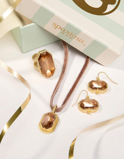 Mermaid Glass Velvet Necklace - 17" Champagne