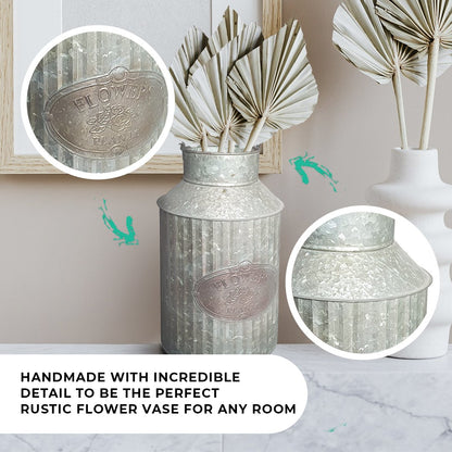 Farmhouse Style Flowers and Plants Can with Handle, 12.5"