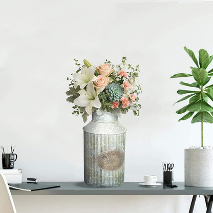 Farmhouse Style Flowers and Plants Can with Handle, 12.5"