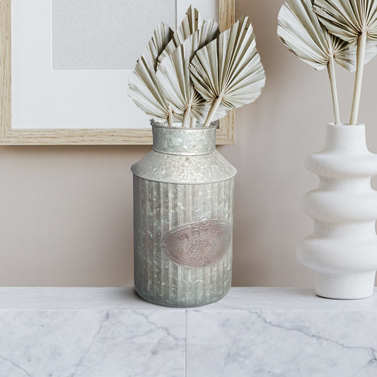 Farmhouse Style Flowers and Plants Can with Handle, 12.5"