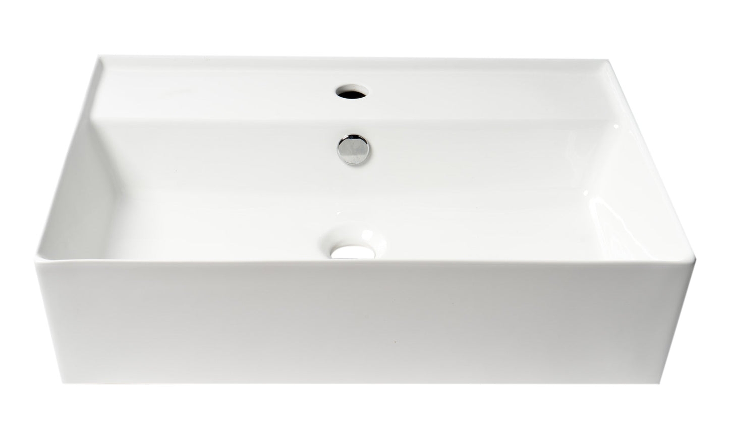 ALFI brand ABC901 24" Modern Rectangular Above Mount Ceramic Sink with Faucet Hole