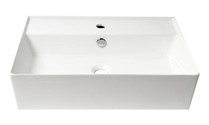 ALFI brand ABC901 24" Modern Rectangular Above Mount Ceramic Sink with Faucet Hole