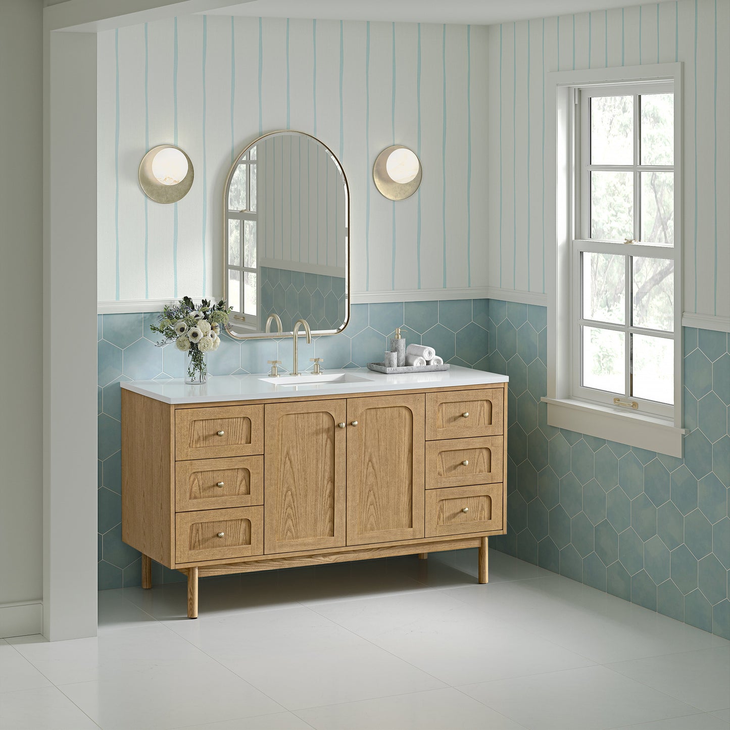 Laurent 60" Single Vanity, Light Natural Oak