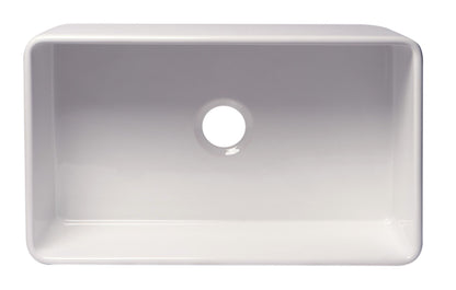 ALFI brand ABF3018 Smooth Apron 30" x 18" Single Bowl Fireclay Farm Sink