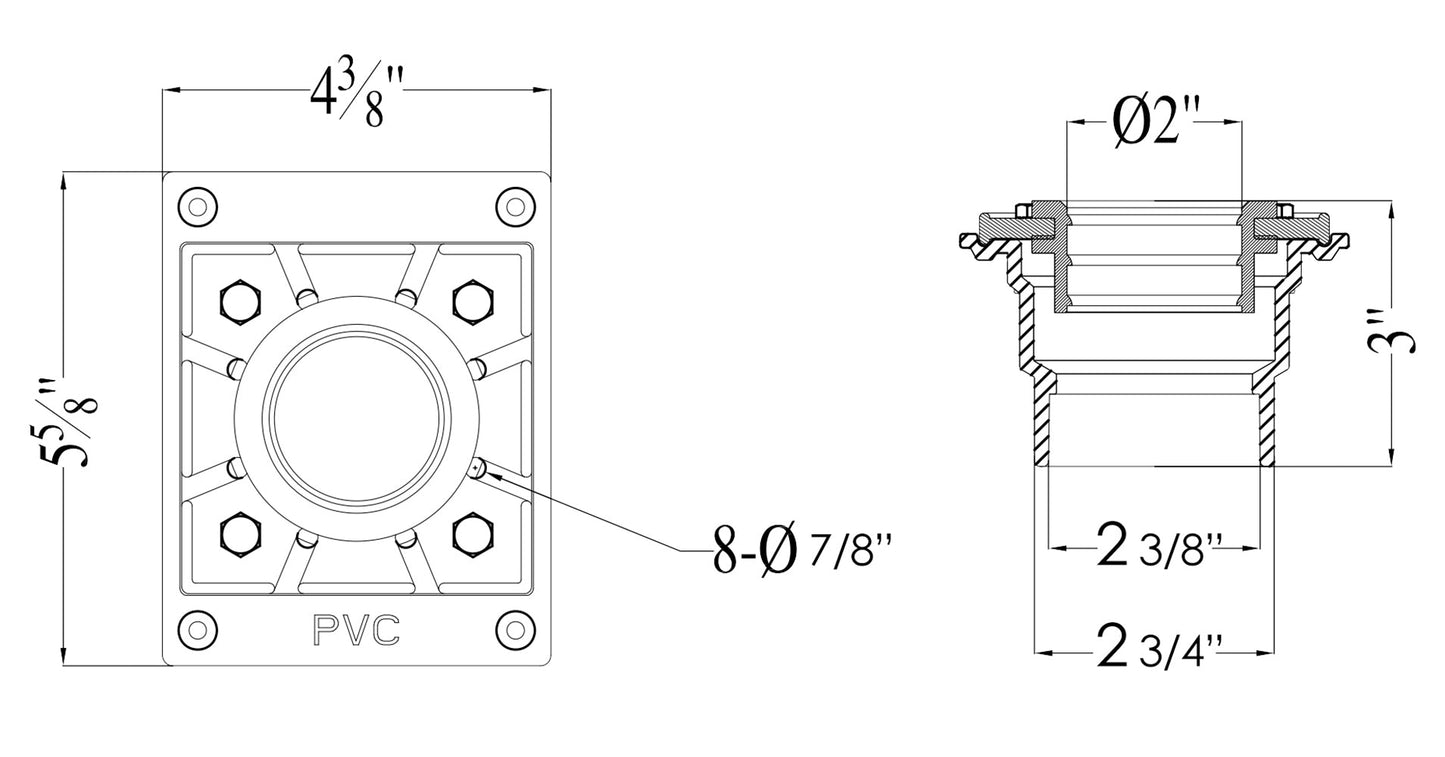 ALFI brand  ABDB55 PVC Shower Drain Base with Rubber Fitting