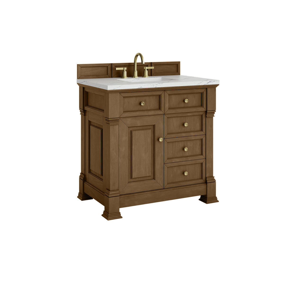 James Martin 547-V36 Brookfield 36” Single Vanity – Black Onyx / Honey Oak / Pearl Charcoal
