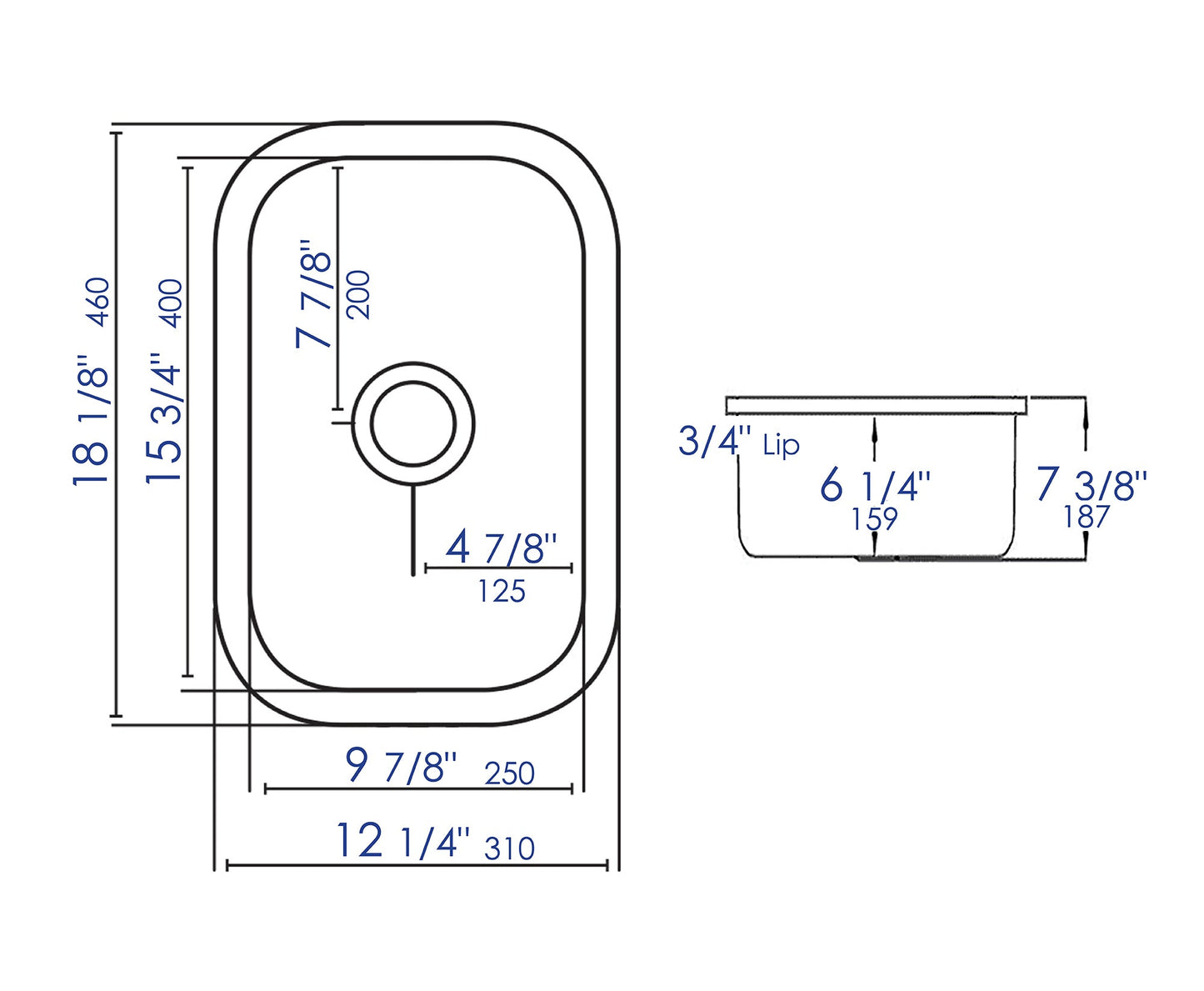 ALFI brand  AB1218 Small Rectangular Fireclay Undermount or Drop In Prep / Bar Sink