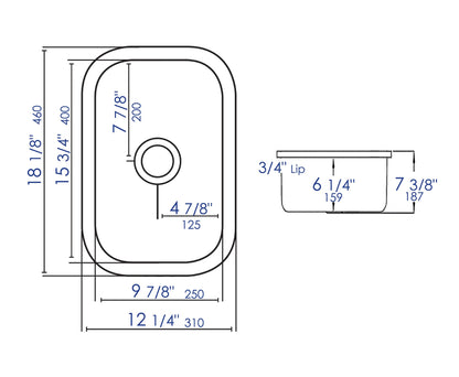 ALFI brand  AB1218 Small Rectangular Fireclay Undermount or Drop In Prep / Bar Sink
