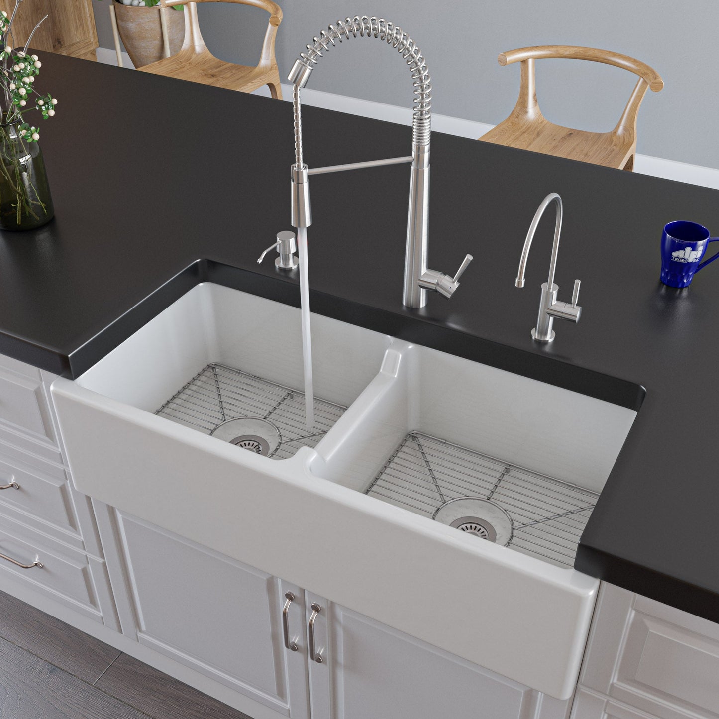 ALFI brand  AB2039 Solid Stainless Steel Commercial Spring Kitchen Faucet