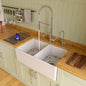 ALFI brand AB539 AB539-W White 32" Decorative Lip Apron Double Bowl Fireclay Farmhouse Kitchen Sink