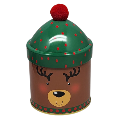 Gift Tin with Pom Pom Hat - Reindeer