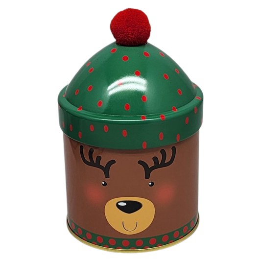 Gift Tin with Pom Pom Hat - Reindeer