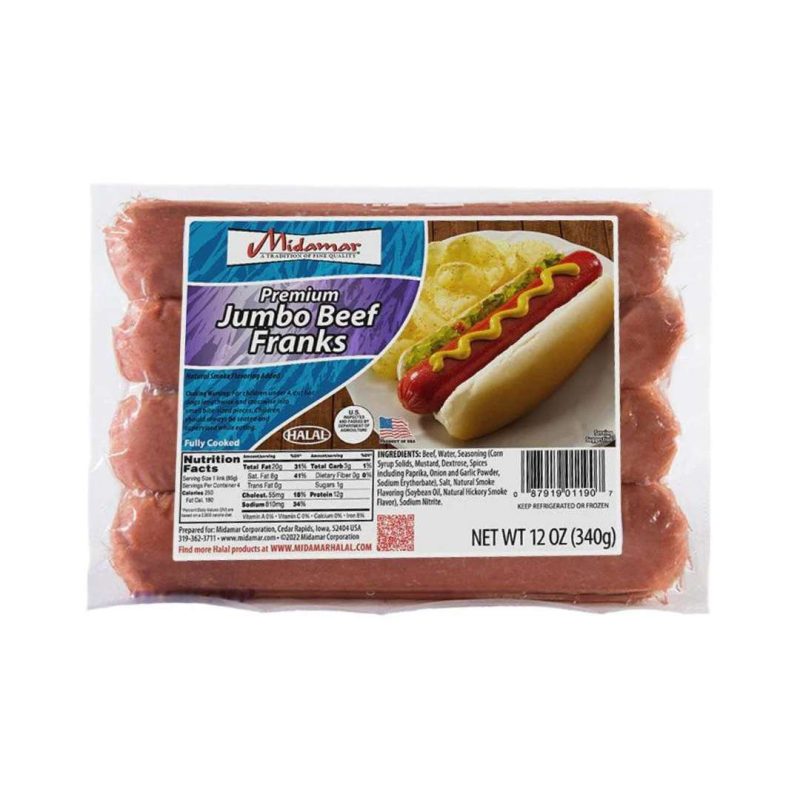 Midamar Premium Jumbo Beef Franks 12 Oz