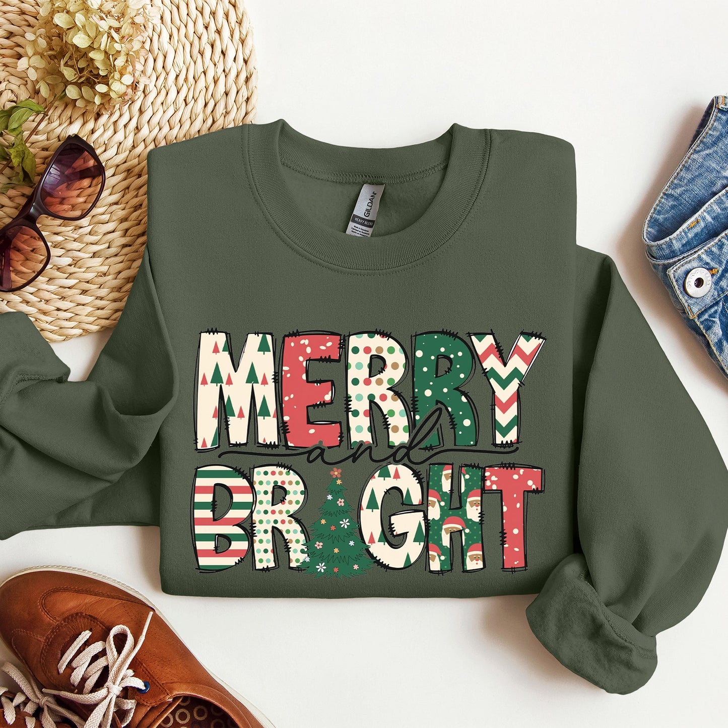 Merry And Bright, Trend, Gorgeous Christmas Sweatshirt