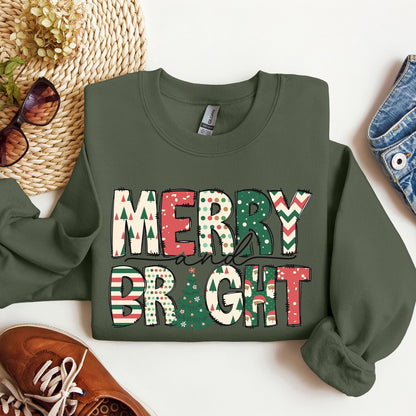 Merry And Bright, Trend, Gorgeous Christmas Sweatshirt