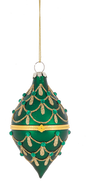 Glittered Hinged Drop Ornament - Green