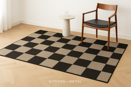 Minimalist Checkerboard Rug Display