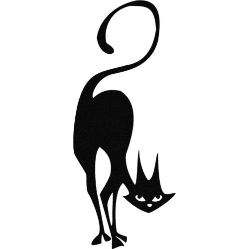 Black silhouette of a cat on a white background