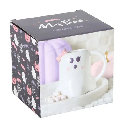 Miss Boo Ghost Shaped Halloween Mug with Bow