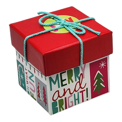 Gift Box Cube for Gift Cards - 3" x 3" - Merry and Bright