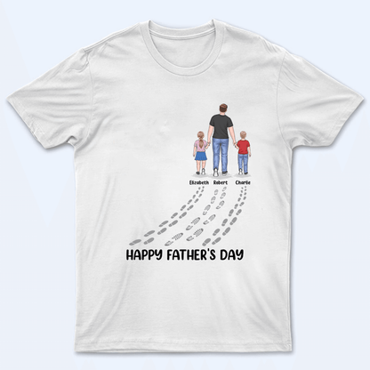 Fathers And Childs Footprints - Personalized Custom T Shirt - Father's Day Gift for Dad, Papa, Grandpa, Daddy, Dada