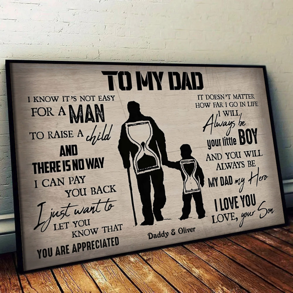 To My Dad From Son - Personalized Poster/Canvas - Father's Day Gift, Birthday Gift For Dad, Daddy