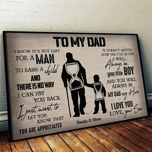 To My Dad From Son - Personalized Poster/Canvas - Father's Day Gift, Birthday Gift For Dad, Daddy