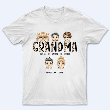 Leopard Grandma Title - Personalized Custom T Shirt - Gift for Grandma/Nana/Mimi, Mom, Wife, Mother's Day