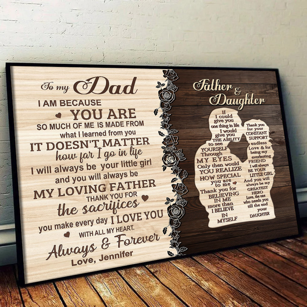 To My Dad From Daughter - Personalized Poster/Canvas - Father's Day Gift, Birthday Gift For Dad, Daddy