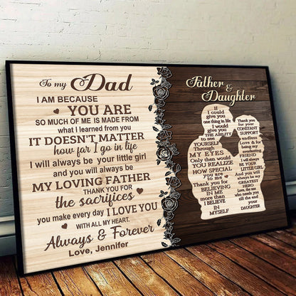 To My Dad From Daughter - Personalized Poster/Canvas - Father's Day Gift, Birthday Gift For Dad, Daddy
