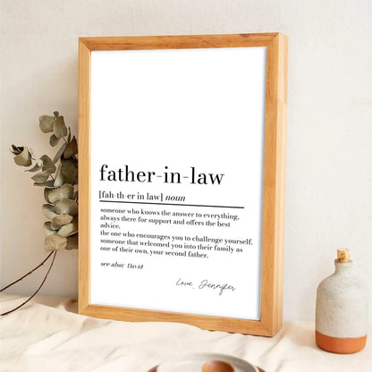 Father in Law Definition Print - Personalized Poster/Canvas - Father's Day Gift For Father In Law