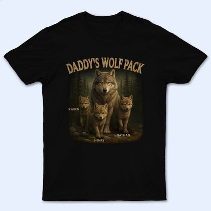 Papa’s Wolf Pack - Personalized Custom T Shirt - Father's Day Gift for Dad, Papa, Grandpa, Daddy, Dada