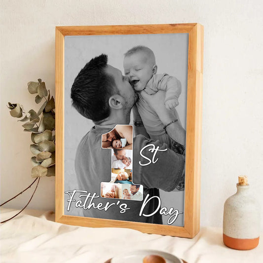 Custom Photo 1st Father's Day - Personalized Poster/Canvas - New Dad Gift From Wife, First Father's Day