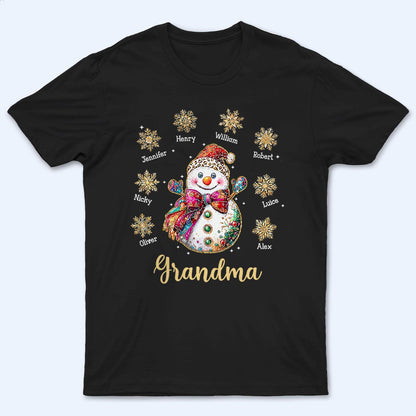 Grandma Christmas Snowman - Personalized Custom T Shirt - Christmas Gift for Grandma/Grandparent